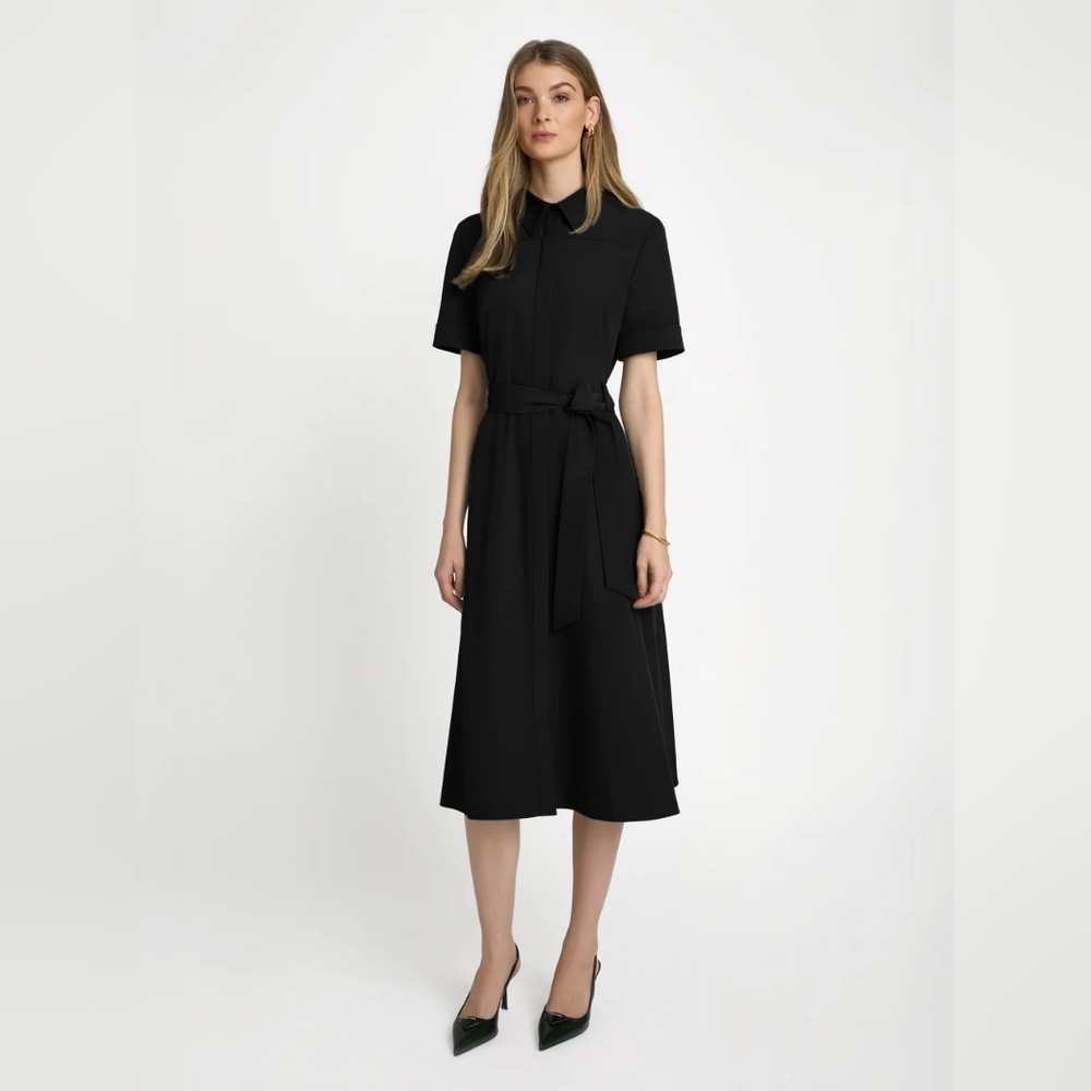 Piazza Simpone Made In Italy Black Chiffon Midi Dress Sizs 38/ US 6